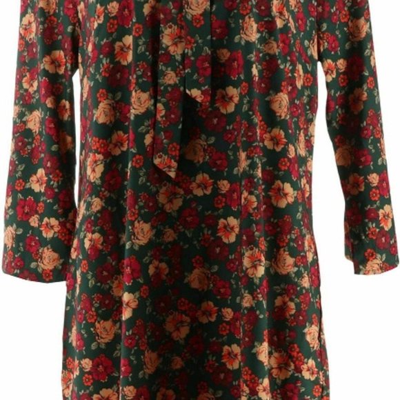 Du Jour Silky-Feel Fall Colors Floral Dress sz 14 - Picture 3 of 5
